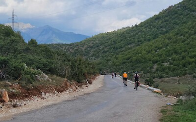 on route from Korce to Sotire, biking through mountain ranges (submitted by Roxana Miranda)