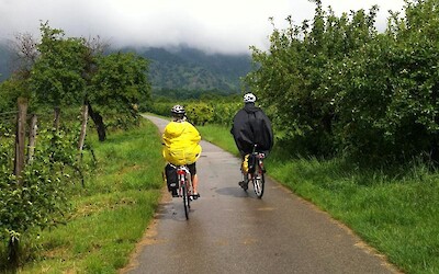Even riding in the rain is fun! (submitted by The Bicigrinas)