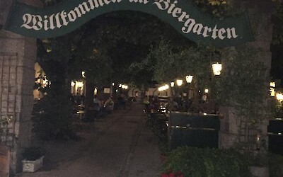 Late dinner at large Linz biergarten (submitted by Rodhonaker)