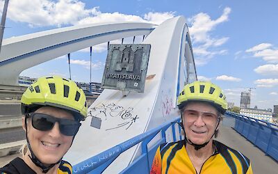 Wonderful, clean bike lane on Bratislava bridge. (submitted by Anne Jesse)
