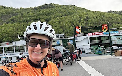 Getting off the boat, ready to go! (submitted by Emily W)