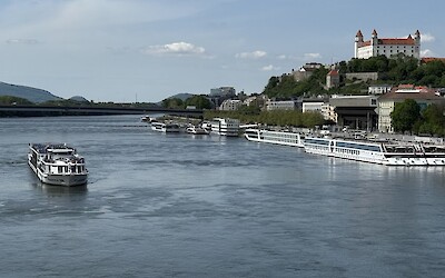 Watching the boat coming into Bratislava (submitted by Emily W)