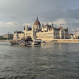 Enjoying the sights from our incredible docking position in Budapest (photo by Emily W)