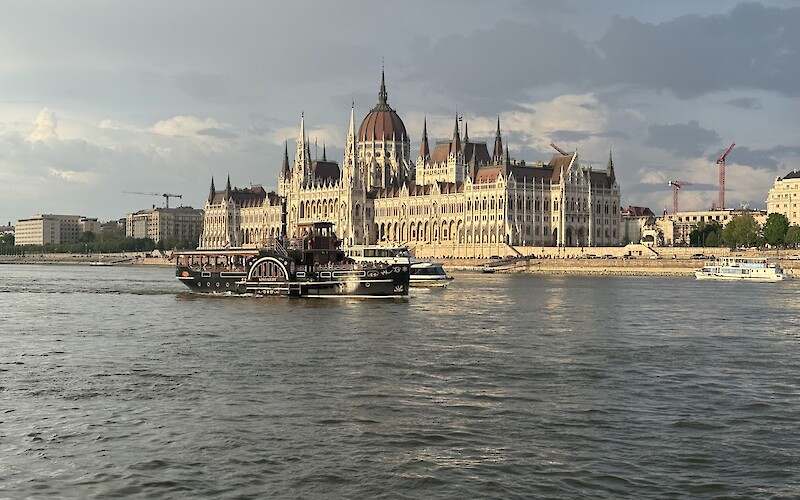 Enjoying the sights from our incredible docking position in Budapest (submitted by Emily…