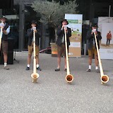 Appenzeller Horn players greeted us as we left Bregenz, Austria. There was a "Bio-fest" in progress that featured all kinds of "green" products. (photo by MarcieB)