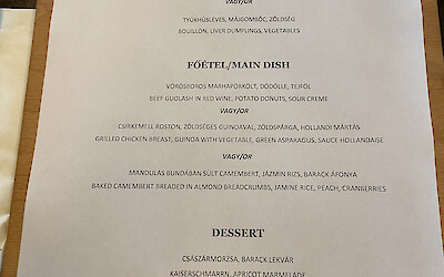 Sample menu from the dinner package (submitted by Gib Egge)