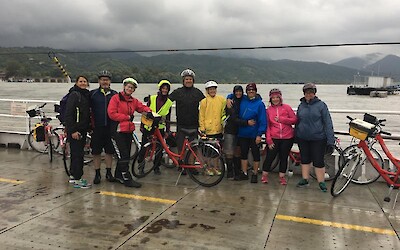 We are crossing the Danube via ferry on a rainy day and we met up with a few other groups doing the same tour. (submitted by Thrivin sixtyfiven)