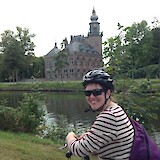 A short test ride on day 1 aboard the boat to get comfortable with our bikes. Check out that beautiful castle!