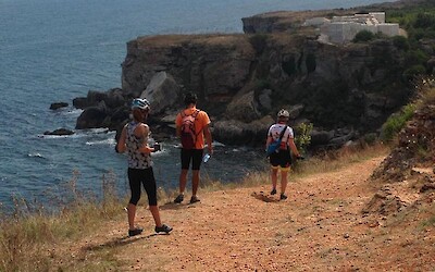 Leaving our bikes to walk to an ancient fortress on the Black Sea (submitted by JimJ)