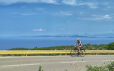 Pedaling uphill Stari Grad in background (submitted by Lysa Farah)