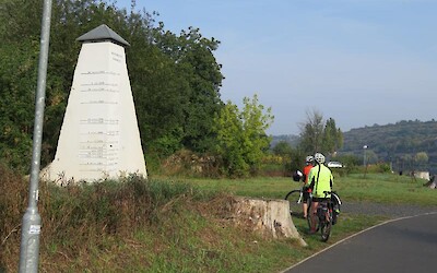 3 Marker showing flood levels along the Vltava River. In 2012 it was up to the eaves. (submitted by Pedalann)