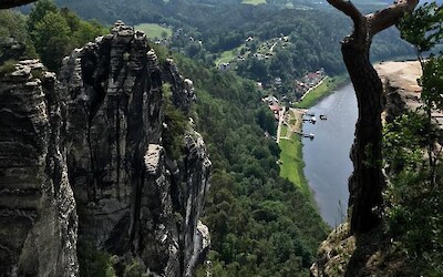 Looking down on the Elbe River after an uphill hike. (submitted by Team Wuss)