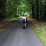 Biking through the woods... (photo by JulieG)