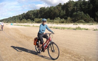A bit of a headwind, plus the packed sand, made for a good workout. (submitted by MarcieB)