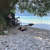 Stopped for a swim and picnic on lake Bourget - cycling day 2 (photo by KellyS)