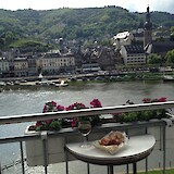 A view from the balcony at my hotel in Cochem. The bike path runs along the water on both sides of the river. (photo by Natalie123)