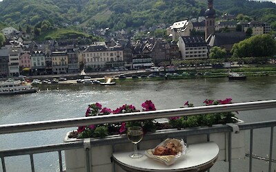A view from the balcony at my hotel in Cochem. The bike path runs along the water on both sides of the river. (submitted by Natalie123)