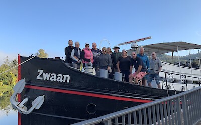 The Zwaan, our biking group, guide, captain and chef (submitted by Jane Fletcher)
