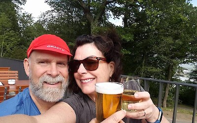 Celebrating after another day's ride. (submitted by krpete)