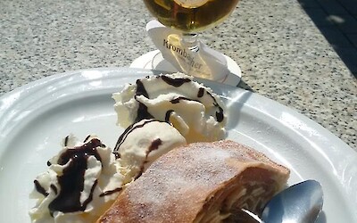 Mid-morning Apfelstrudel with beverage (submitted by JustBob)