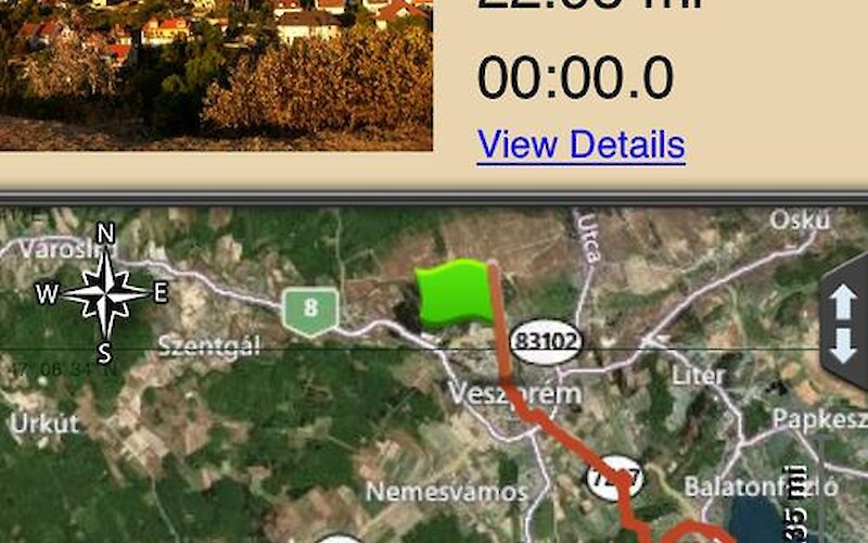 Wheee! Down the hill from Veszprem to Balanfured. With an unlocked phone, buy a local sim…