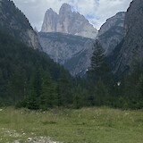 Le Tre Cime from the trail from Cortina d’Ampezzo (photo by Katie Walker)