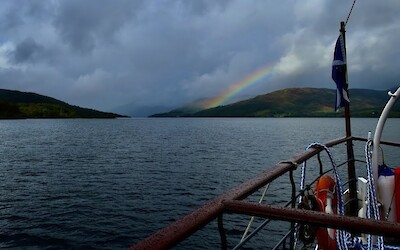 Rainbow over Loch Katrine as seen from the steamship Sir Walter Scott (submitted by Julane Anderson)