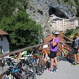 Kitting up after a visit to Predjama Castle (photo by Ian Fraser)