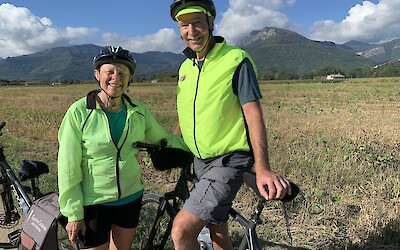 Our second day of riding - Pyrenees are behind us as we coast down towards the Mediterranean! (submitted by Anne Stanek)