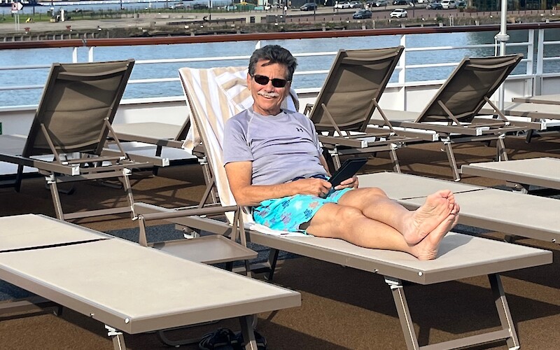 Sitting by the shipboard pool (submitted by Richard Goldsmith)