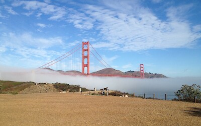 View of Golden Gate bridge before cycling on ramp (submitted by Jan VandenHengel)