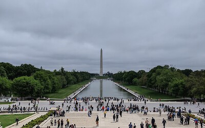 Standing on the steps of the Lincoln Memorial looking at the Washington Monument. (submitted by Roz P)