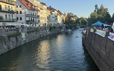 view of river in Ljubijana - i think it was called the Sava River (submitted by B. Anderson)