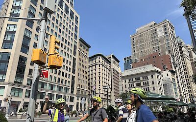 Guide telling us the history of the Flatiron Building (submitted by Brittney)