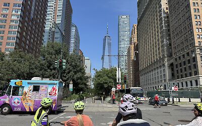 Cycling towards One World Trade Center (submitted by Brittney)