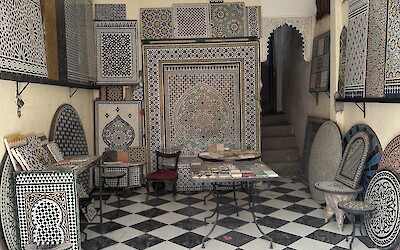 A traditional Moroccan tile store.hj   The actual art was may by a craftsman not seen to our left. (submitted by A. Anderson)
