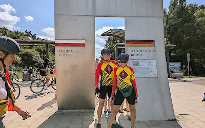 Straddling the border between Germany and Poland. (submitted by Anne Jesse)