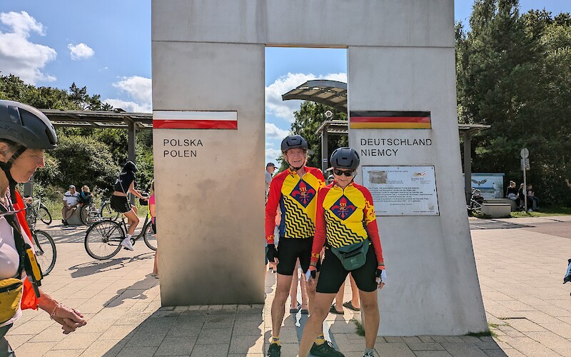 Straddling the border between Germany and Poland. (submitted by Anne Jesse)