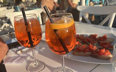 Enjoying an Aperol Spritz, an Italian beverage. (submitted by Janet Waterstradt)