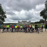 Our wonderful group of cyclists posing with Chambord in the background (photo by David H.)