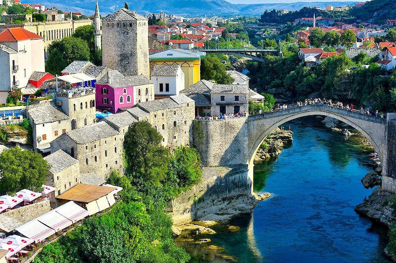 Colorful buildings in Mostar, Bosnia and Herzegovina. Unsplash@Omer Nezih Gerek