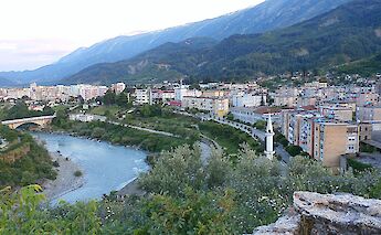 Vjosë River in Përmet, Albania. CC:Thanas Todhe