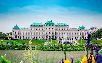 Palace with flowers in the foreground, Vienna, Austria. Unsplash:Sami Ullah
