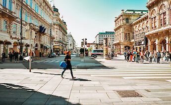People walking through Vienna, Austria. Unsplash:Dan V