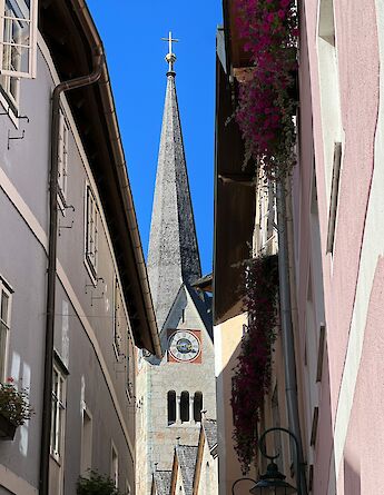 Church spire in Hallstatt, Austria. Unsplash@Kseniia Zapiatkina