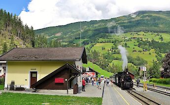 Train Station in Krimml, Austria. CC:Bahnfrend