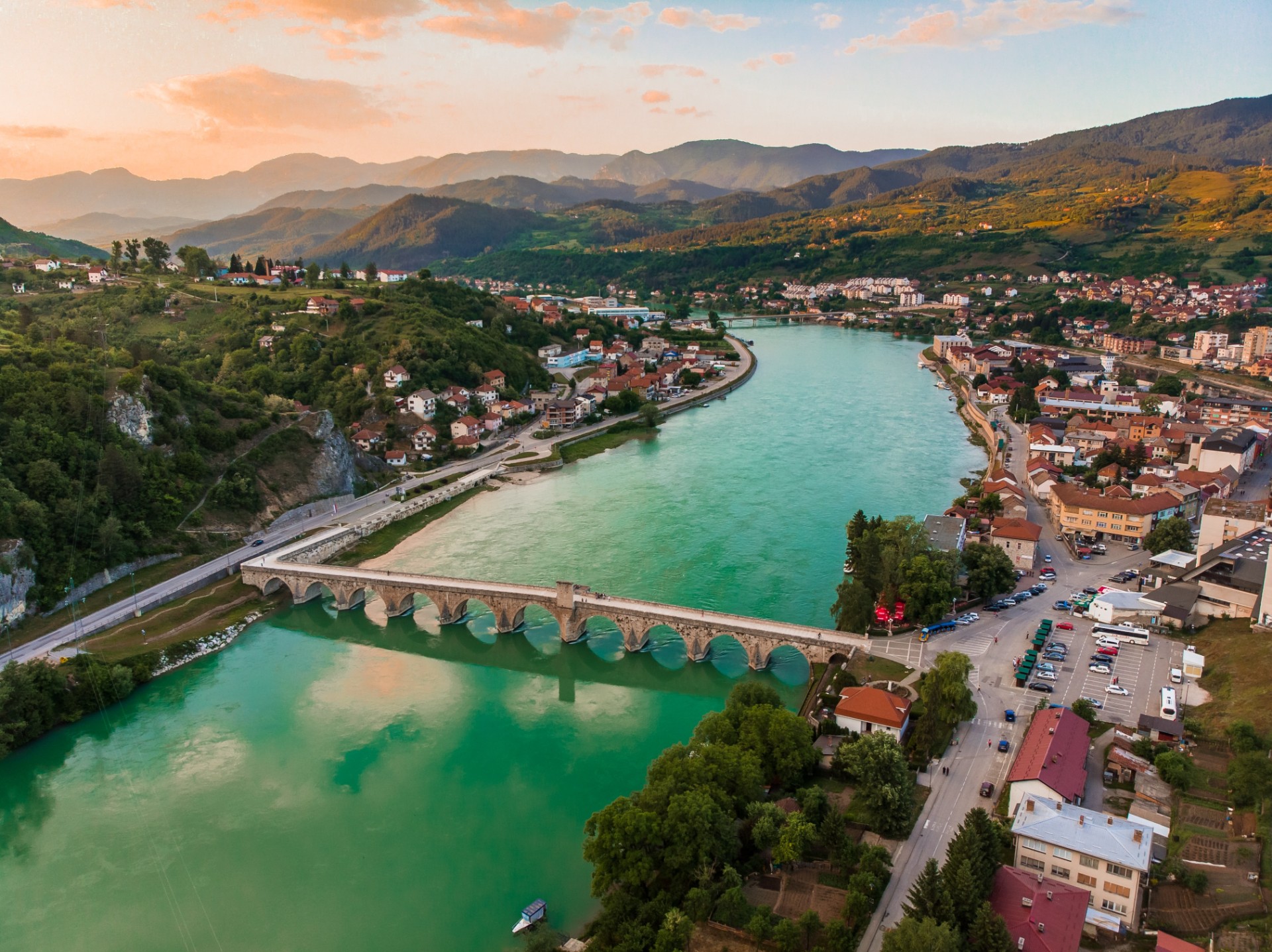 The Danube River at Visegrád, Hungary, on the Vienna to Budapest classic tour