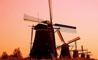 Sunset at Kinderdijk, South Holland, the Netherlands. CC:Erik Honig