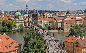 Charles Bridge through Prague, Bohemia, Czech Republic. CC:A.Savin