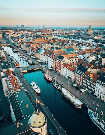 Copenhagen skyline from above, Denmark. Unsplash:Rolands Varsbergs